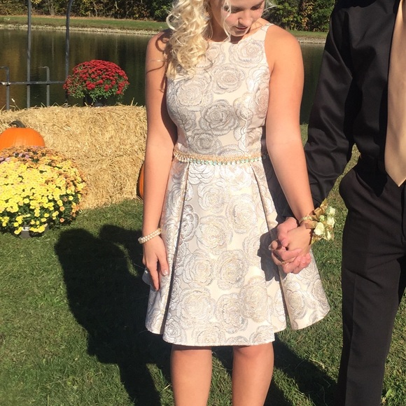 white and gold hoco dress